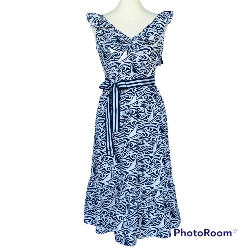NWT vineyard vines for Target Midi Dress Blue White Sailboat Nautical Womens Sm